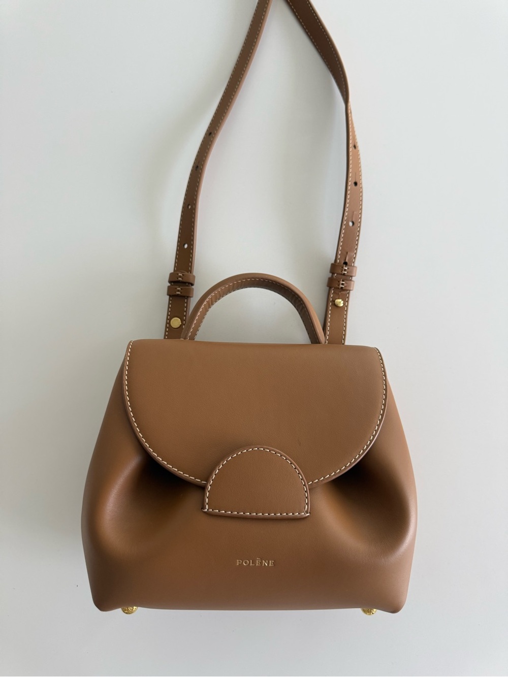 Brown Leather Top-Handle Shoulder Bag